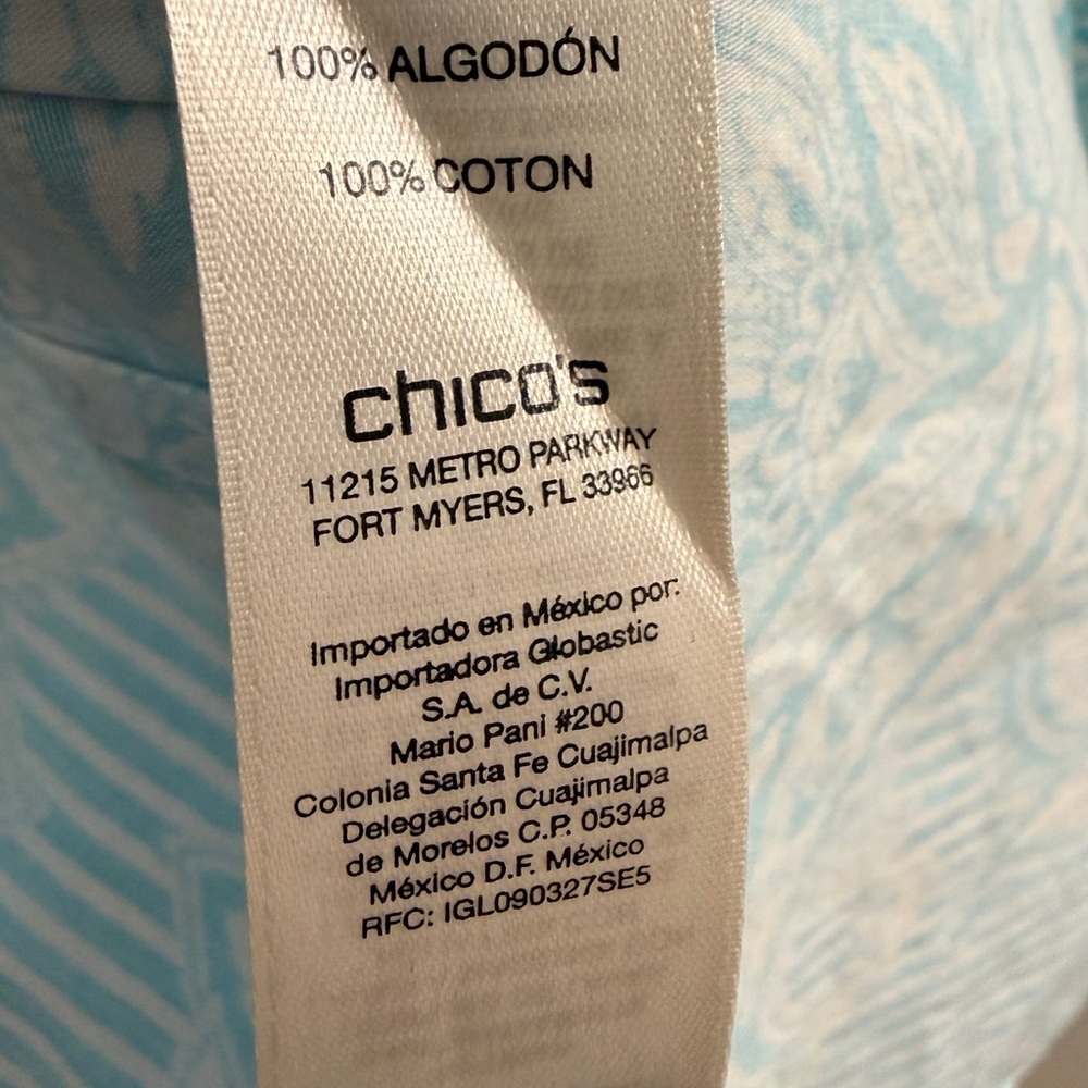 Chico's Light Blue Paisley Button Down Shirt - Picture 6 of 11